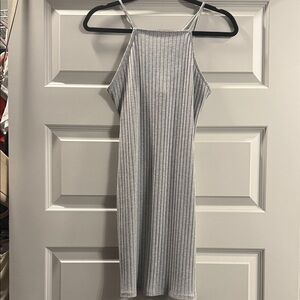 Elegant Gray Striped Dress